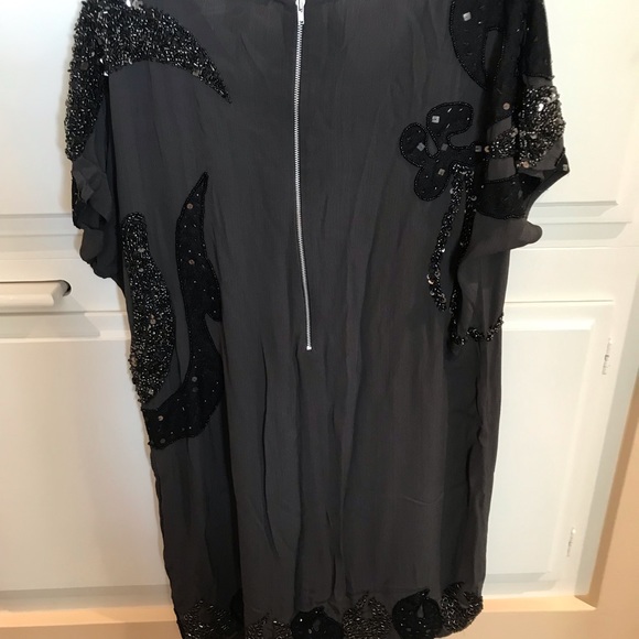 Gold Hawk silky (viscose) sequined dress w/ slip - Picture 2 of 5